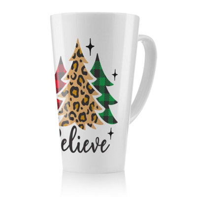 B&Q -  Christmas Trees With Leopard Print Dining Latte MugStunning Designer Mug Fit For Any HomeTreat Yourself Or A Loved One