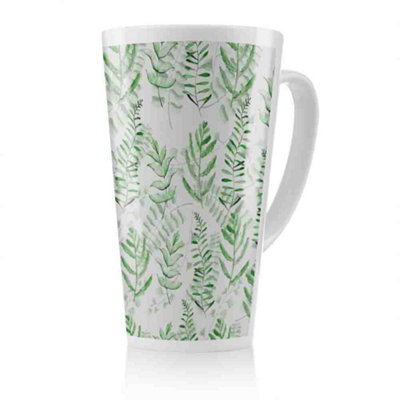 B&Q -  Green Fern Watercolour Latte MugStunning Designer Mug Fit For Any HomeTreat Yourself Or A Loved One