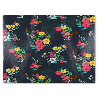 B&Q -  Floral Pattern Glass Chopping Board