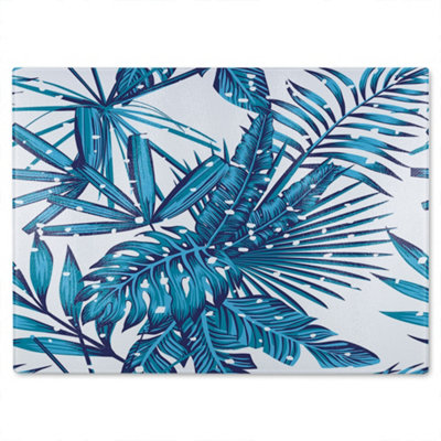 Benjamin Tate Design Snow Tropical Leaves Glass Chopping Boarddesigner Style from B&Q