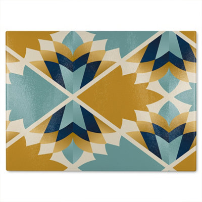 B&Q -  Cleopatra Fan Ethnic Pattern Glass Chopping Boarddesigner Style