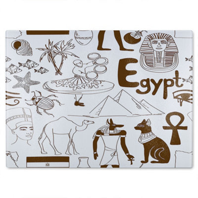 B&Q -  Hand Drawn Sketch Egypt Glass Chopping Board