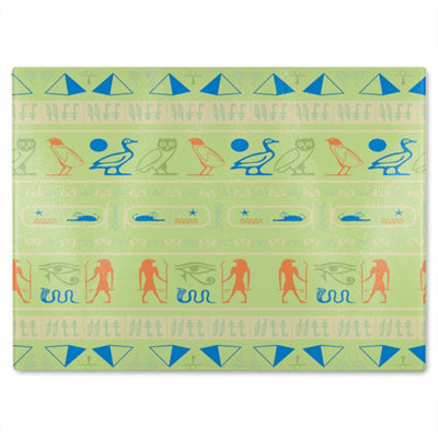 B&Q -  Hieroglyphic Egyptian Language Symbols Glass Chopping Boarddesigner Style