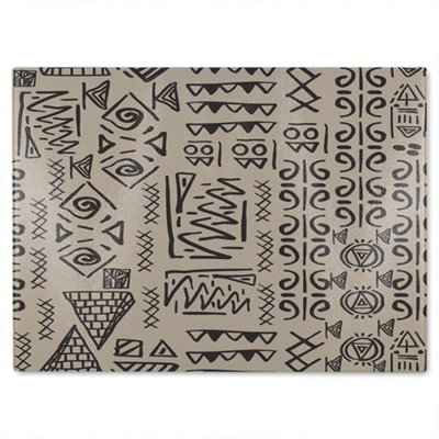 B&Q -  Striped Egyptian Theme With Ethnic And Tribal Motifs Glass Chopping Boarddesigner Style