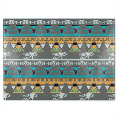 B&Q -  Tribal Art Egyptian Vintage Ethnic Silhouettes Glass Chopping Board