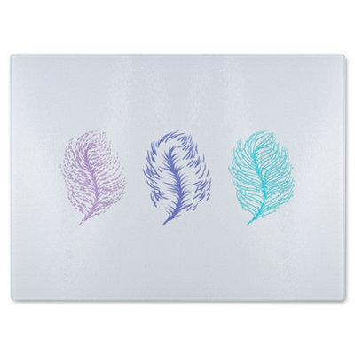 Benjamin Tate Design Feathers Glass Chopping Boarddesigner Style from B&Q