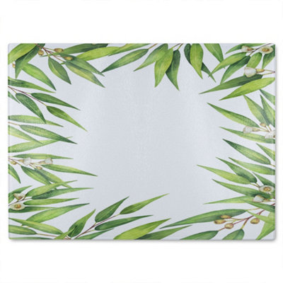 Benjamin Tate Design Leaves Border Glass Chopping Boarddesigner Style from B&Q