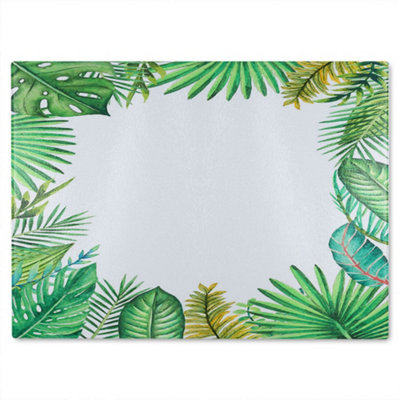 Benjamin Tate Design Tropical Leaves Glass Chopping Boarddesigner Style from B&Q