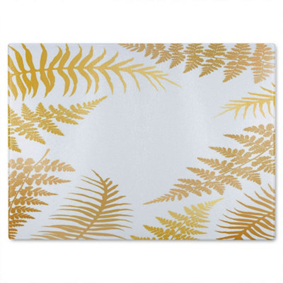 B&Q -  Gold Fern Glass Chopping Board