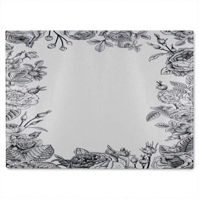 Benjamin Tate Design Hand Drawn Roses Glass Chopping Boarddesigner Style from B&Q
