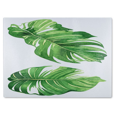 B&Q -  Twin Botanical Leaves Glass Chopping Boarddesigner Style