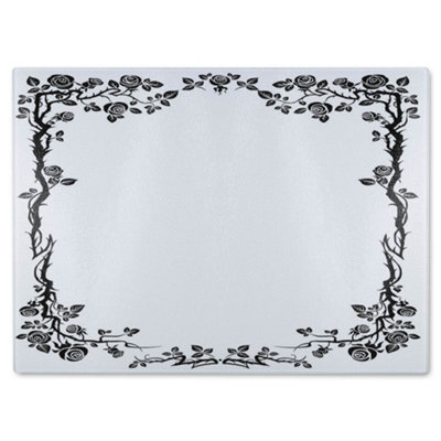 Benjamin Tate Design Rose & Vine Silhouette Glass Chopping Board from B&Q