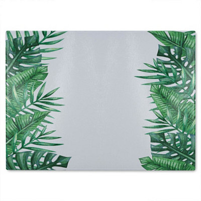 B&Q -  Half Botanical Border Glass Chopping Board