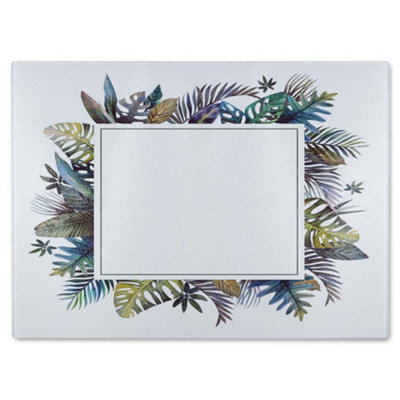 B&Q -  Square Tropical Border Glass Chopping Boarddesigner Style