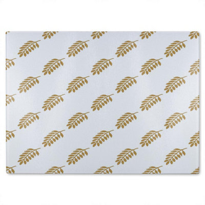B&Q -  Gold Leaf Pattern Glass Chopping Board