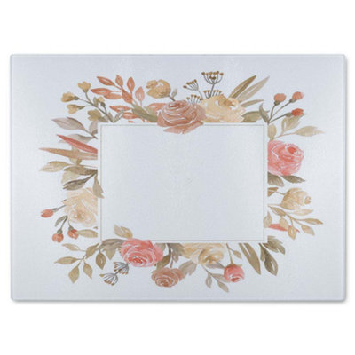 Benjamin Tate Design Flower Border Glass Chopping Boarddesigner Style