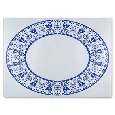 B&Q -  Folk Art Glass Chopping Boarddesigner Style