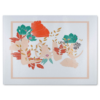 B&Q -  Love & Flowers Glass Chopping Boarddesigner Style