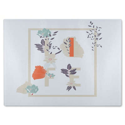 B&Q -  Life & Flowers Glass Chopping Board