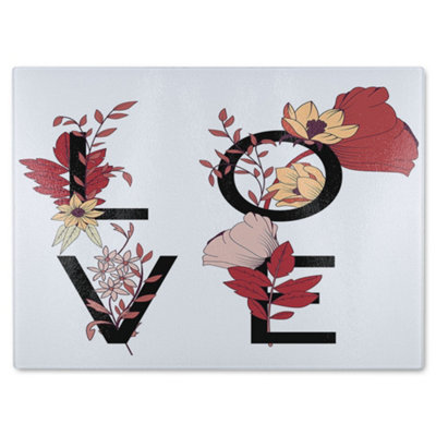 Benjamin Tate Design Love Typography Glass Chopping Board