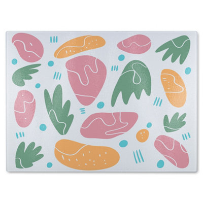 B&Q -  Abstract Nature Illustrations Designer Glass Chopping Board Designer Style