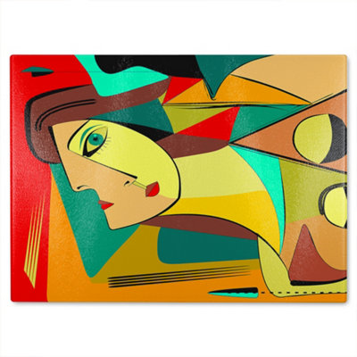 Benjamin Tate Design Abstract Portrait Designer Glass Chopping Board