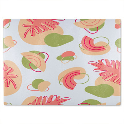 Benjamin Tate Design Botanical Elements With Line Art Designer Glass Chopping Board