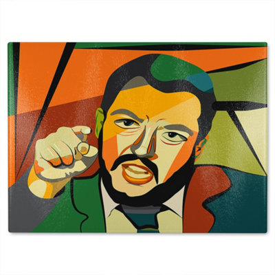 B&Q -  Cubism Art StylePolitician Designer Glass Chopping Board