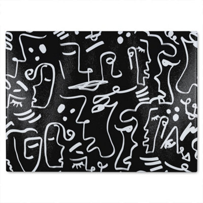 Benjamin Tate Design Geometric Shapes Repeating Designer Glass Chopping Board from B&Q