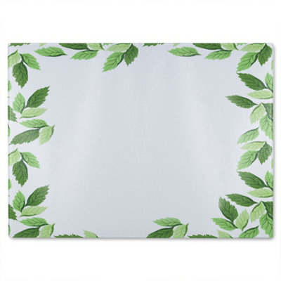 B&Q -  Green Border Glass Chopping Board