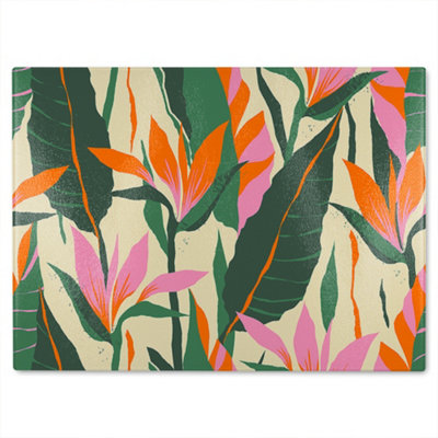 B&Q -  Jungle Plants Designer Glass Chopping Board