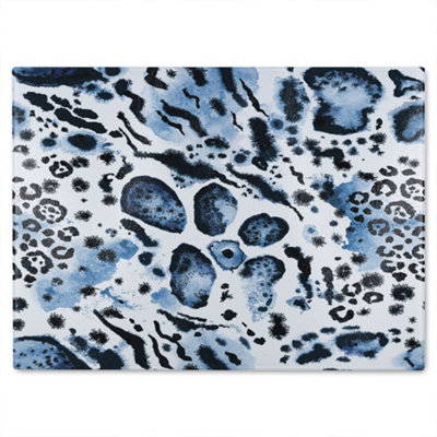 B&Q -  Blue Leopard Print Glass Chopping Boarddesigner Style