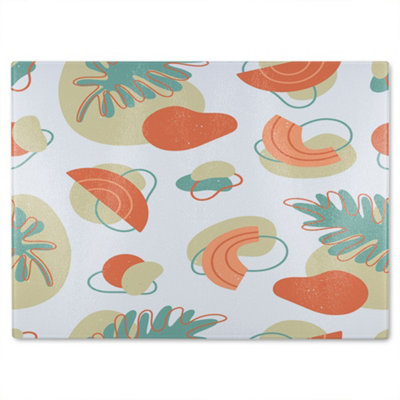B&Q -  Line Art And Botanical Elements Designer Glass Chopping Board