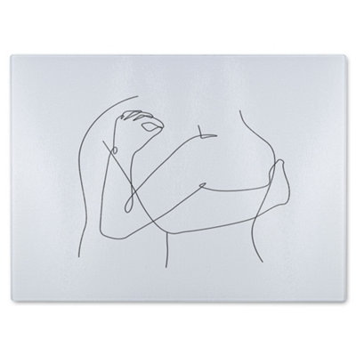 B&Q -  Line Art Hug Designer Glass Chopping Board Designer Style