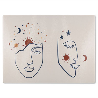 Benjamin Tate Design Celestial Elements Like StarsMoonSun And Planets Designer Glass Chopping Board from B&Q