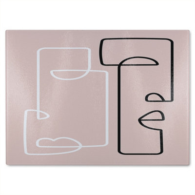 B&Q -  Line Art Of Two Faces Designer Glass Chopping Board Designer Style