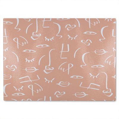 B&Q -  Line Drawing Abstract Faces Designer Glass Chopping Board