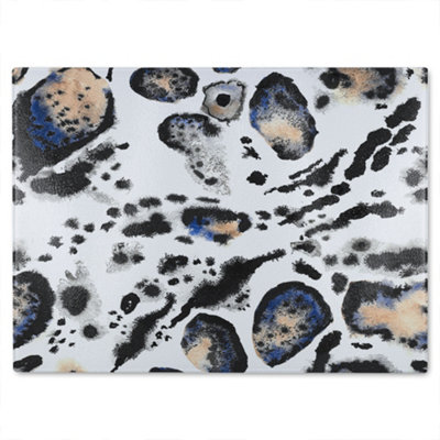 B&Q -  Leopard Print With Blue Glass Chopping Boarddesigner Style