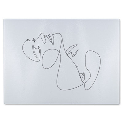 B&Q -  Man And Woman Touch By One Line Designer Glass Chopping Board Designer Style