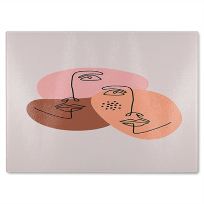 B&Q -  Modern Contemporary Minimalist Woman Portrait Designer Glass Chopping Board Designer Style