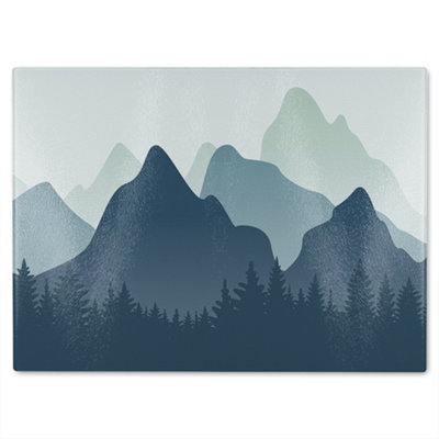 Benjamin Tate Design Mountain Landscape Illustration Designer Glass Chopping Board