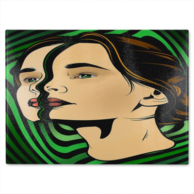 B&Q -  Portrait Of Woman Designer Glass Chopping Board