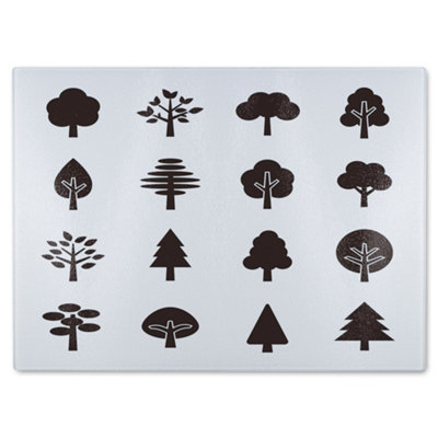 B&Q -  Tree Silhouette Illustrations Designer Glass Chopping Board