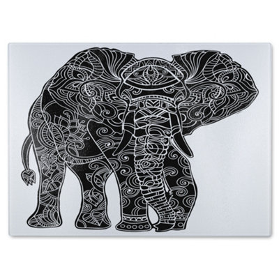 B&Q -  Elephant Silhouette Glass Chopping Board