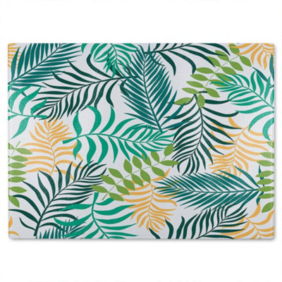 B&Q -  Tropical Palm Leaves Designer Glass Chopping Board