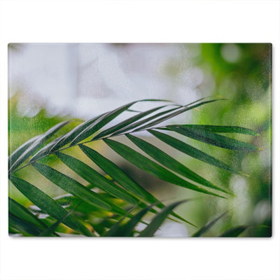 B&Q -  Closeup Of Green Palm Leaf Designer Glass Chopping Board Designer Style