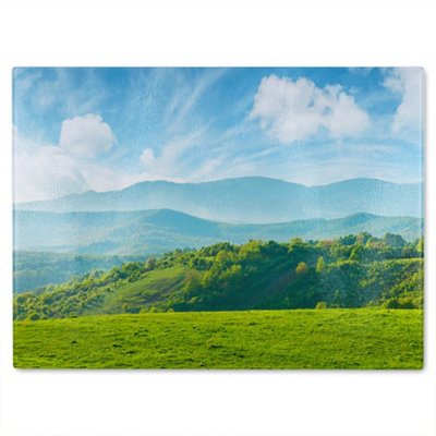 Benjamin Tate Design Panorama Of Beautiful Countryside Of Romania Designer Glass Chopping Board from B&Q