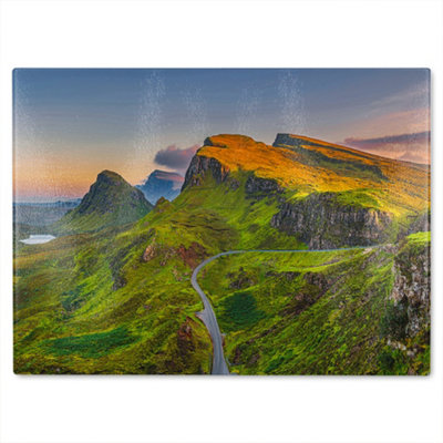 Benjamin Tate Design Panorama Scottish Highlands Designer Glass Chopping Board