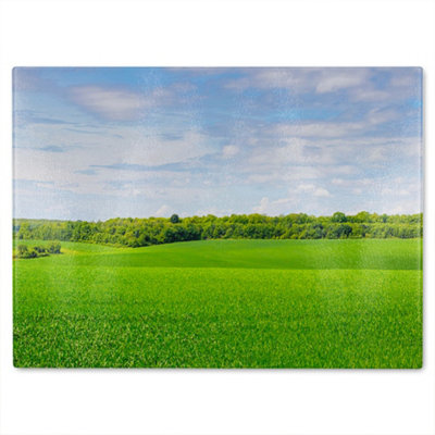 B&Q -  Summer Landscape In The Distance Designer Glass Chopping Board Designer Style