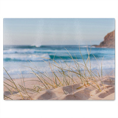 Benjamin Tate Design Dune Pacific Ocean Designer Glass Chopping Board from B&Q